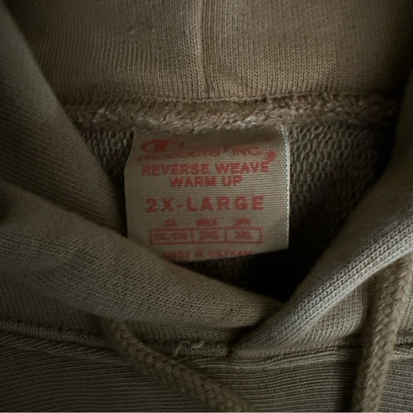 New Champion Mens 2XL Reverse Weave Sand Brown Tan Hooded Sweatshirt 217240 - Picture 4 of 6